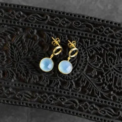 Sona Chalcedony Blue Gem Drop Earrings