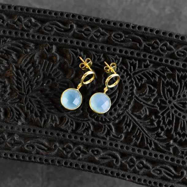 Sona Chalcedony Blue Gem Drop Earrings