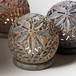 Stone Globe Candleholder