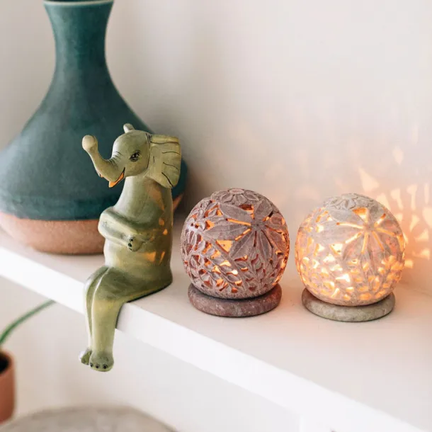 Stone Globe Candleholder