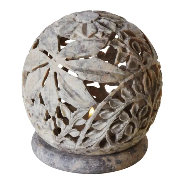 Stone Globe Candleholder
