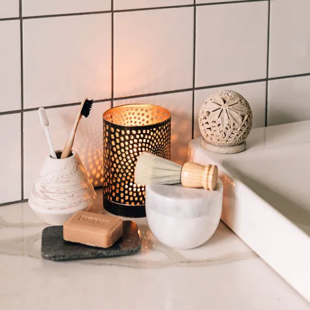 Stone Globe Candleholder