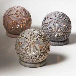 Stone Globe Candleholder