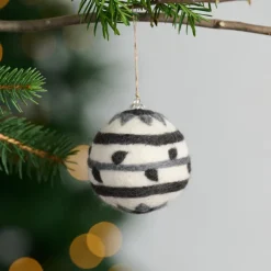 Striped Felt Ball Ornament