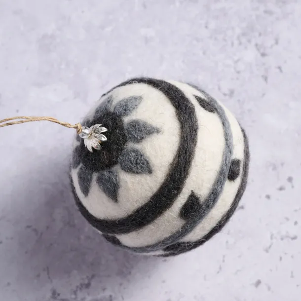Striped Felt Ball Ornament
