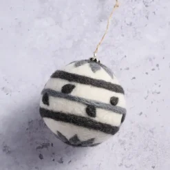 Striped Felt Ball Ornament