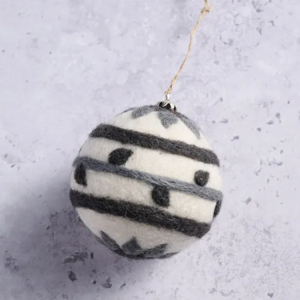 Striped Felt Ball Ornament