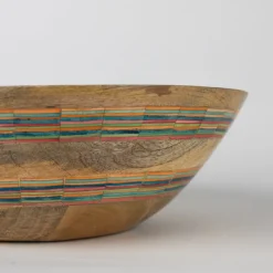 Striped Mango Wood Salad Bowl