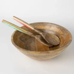 Striped Mango Wood Salad Servers