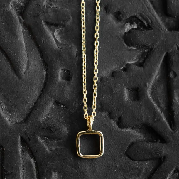 Sundar Square Pendant Gold Necklace