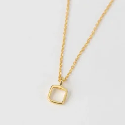 Sundar Square Pendant Gold Necklace