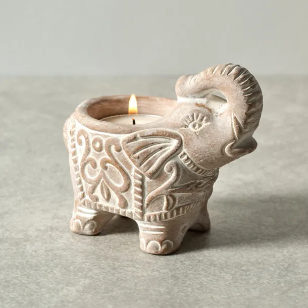 Terracotta Elephant Candleholder