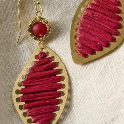 Threaded Leaf Drop Earrings