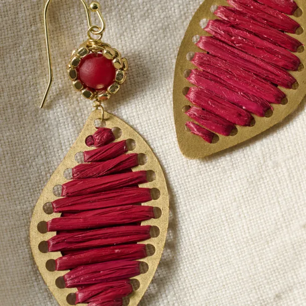 Threaded Leaf Drop Earrings