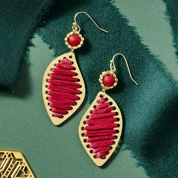 Threaded Leaf Drop Earrings