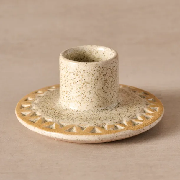 Tidal Etched Ceramic Candle Holder