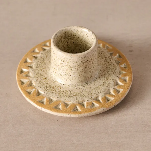 Tidal Etched Ceramic Candle Holder