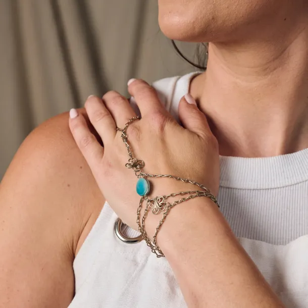 Trebol Amazonite Ring & Hand Chain Bracelet