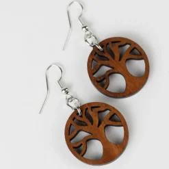 Tree of Life Dangle Wood Earrings