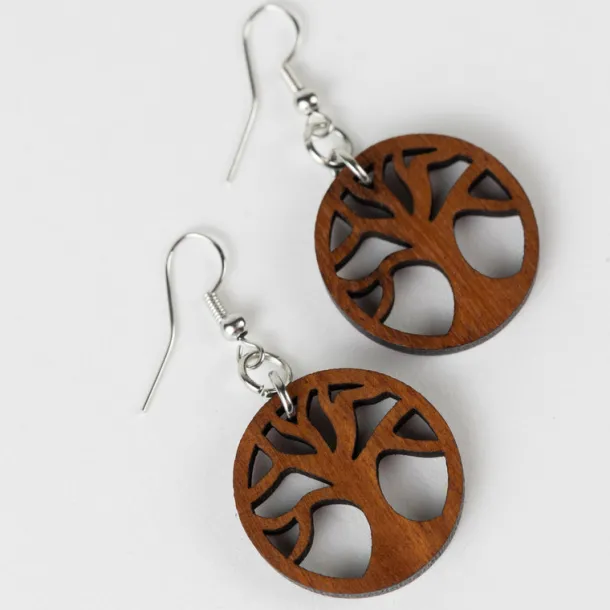 Tree of Life Dangle Wood Earrings