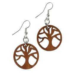 Tree of Life Dangle Wood Earrings