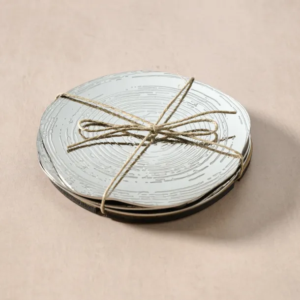 Tree Rings Steel Coasters - Set of 4