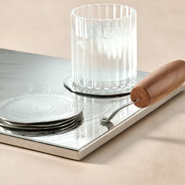 Tree Rings Steel Coasters - Set of 4