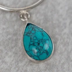 Turquoise Drop Hoop Earrings