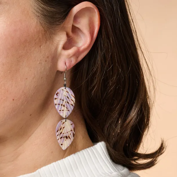 Twin Leaf Tagua Dangle Earrings