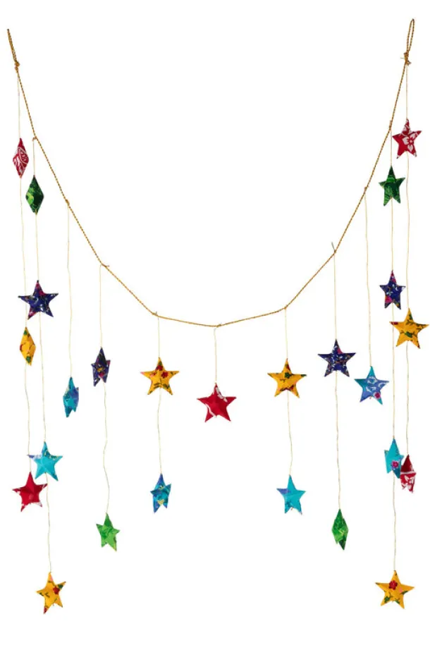 Upcycled Sari Star Valance