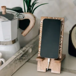 Vasai Mango Wood Phone Stand - Mandala