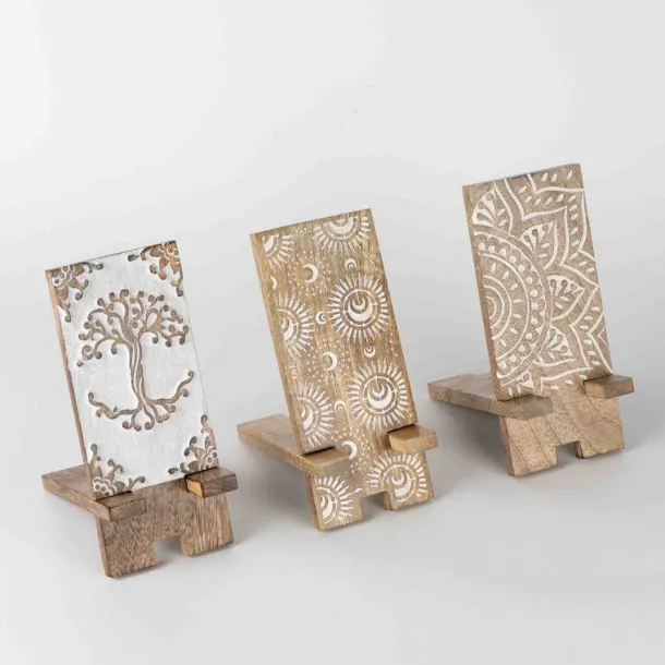 Vasai Mango Wood Phone Stand - Mandala