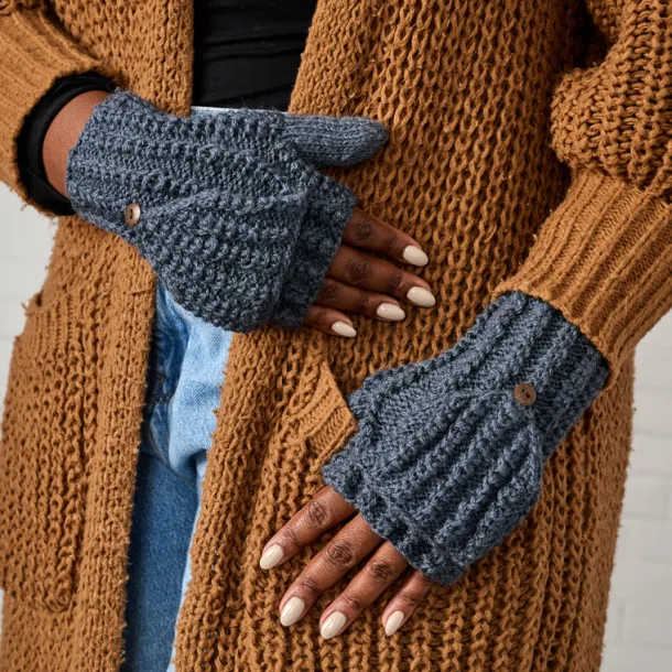 Winter Sky Ribbed Wool Convertible Mittens