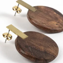 Wood & Brass Post Earrings