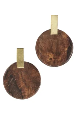 Wood & Brass Post Earrings