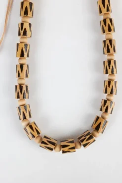 Wooden Barrel Bead Necklace