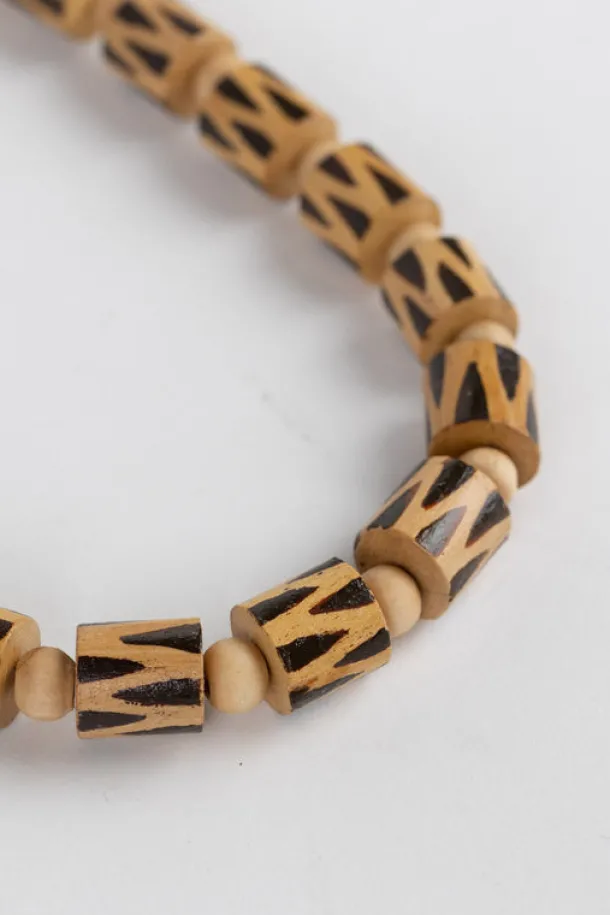 Wooden Barrel Bead Necklace