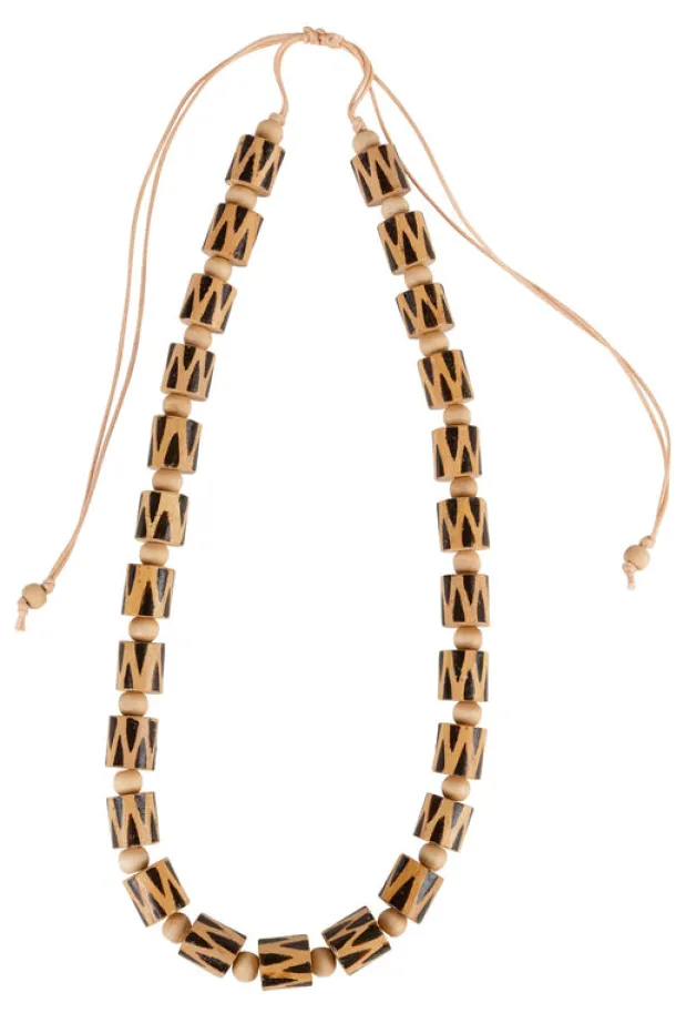 Wooden Barrel Bead Necklace