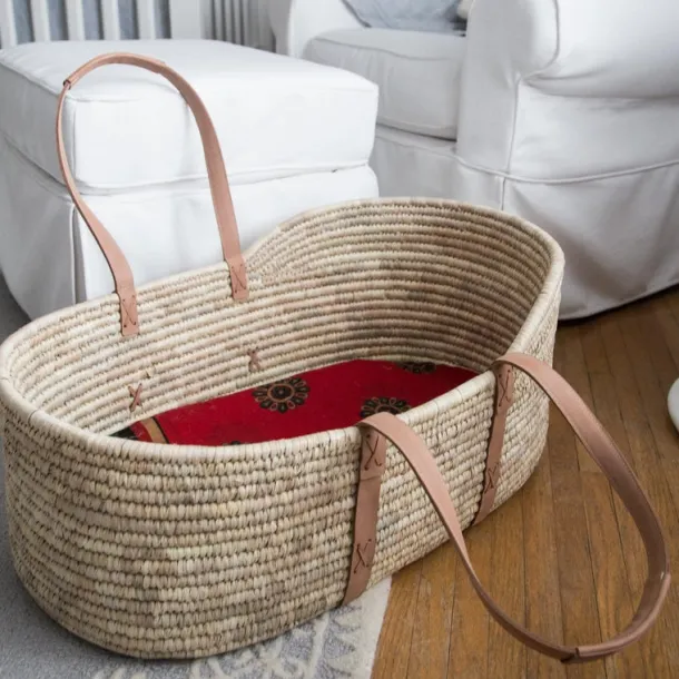 Woven Palm Leaf Moses Basket