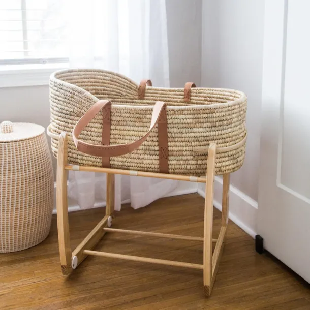 Woven Palm Leaf Moses Basket